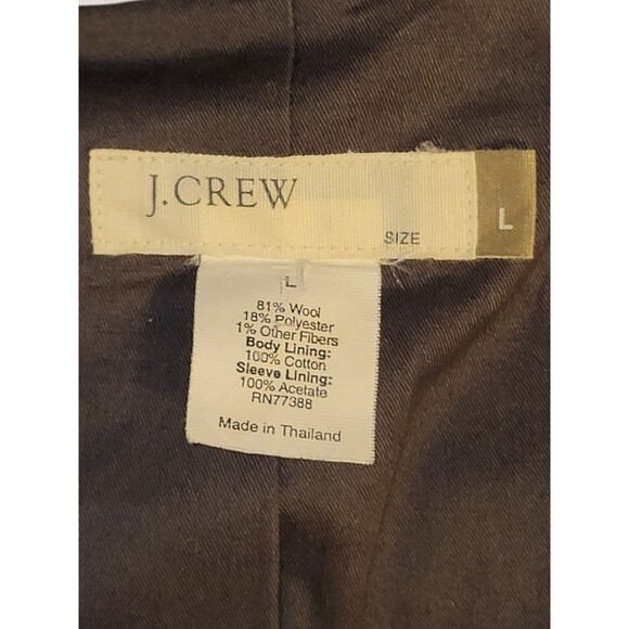 J Crew Jacket Womens LG Brown Wool Blend Bomber Zip Up Lined Coat Warm Classic - Picture 8 of 9